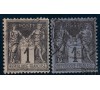 France - n°  83 - 1c noir - Type Sage - 2 nuances.